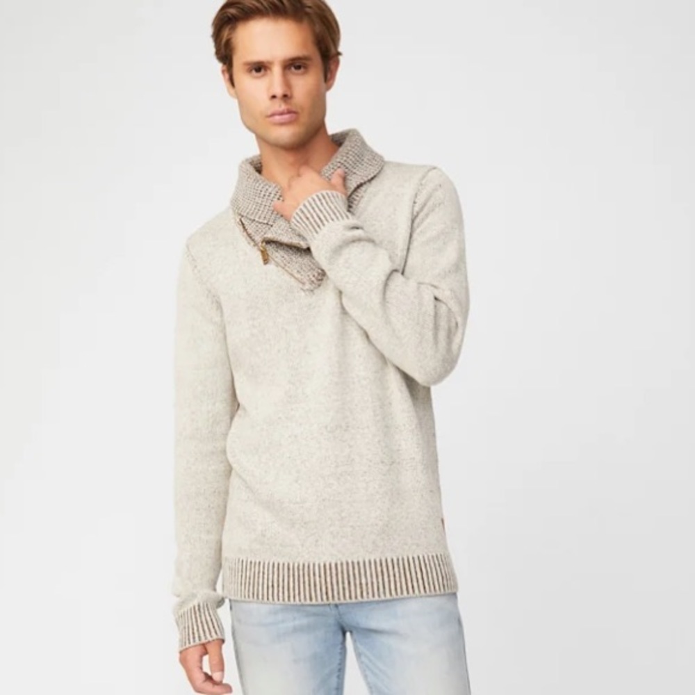 New GUESS Clay Shawl Zip Sweater SZ L - Picture 3 of 5